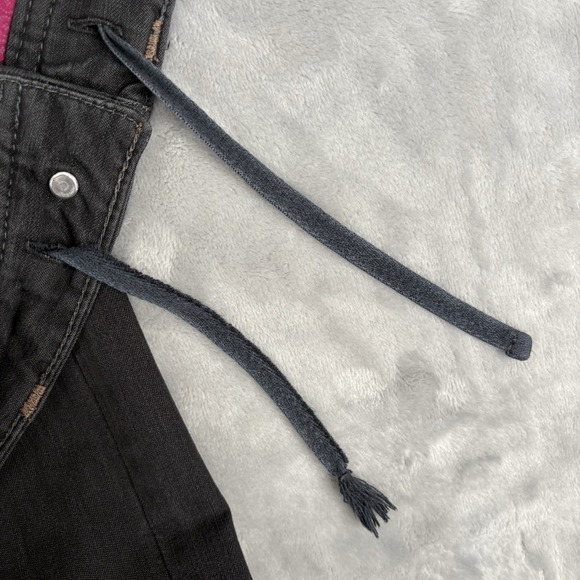 ATHLETA Women Frontier Jeans 30x31 Black Dark Denim Straight Leg Drawstrings - Picture 9 of 16